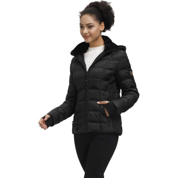 🆕 Women Black Long Fur Collar Hooded Winter Parka Puffy Coat Warm Bubble Jacket - Picture 2 of 7